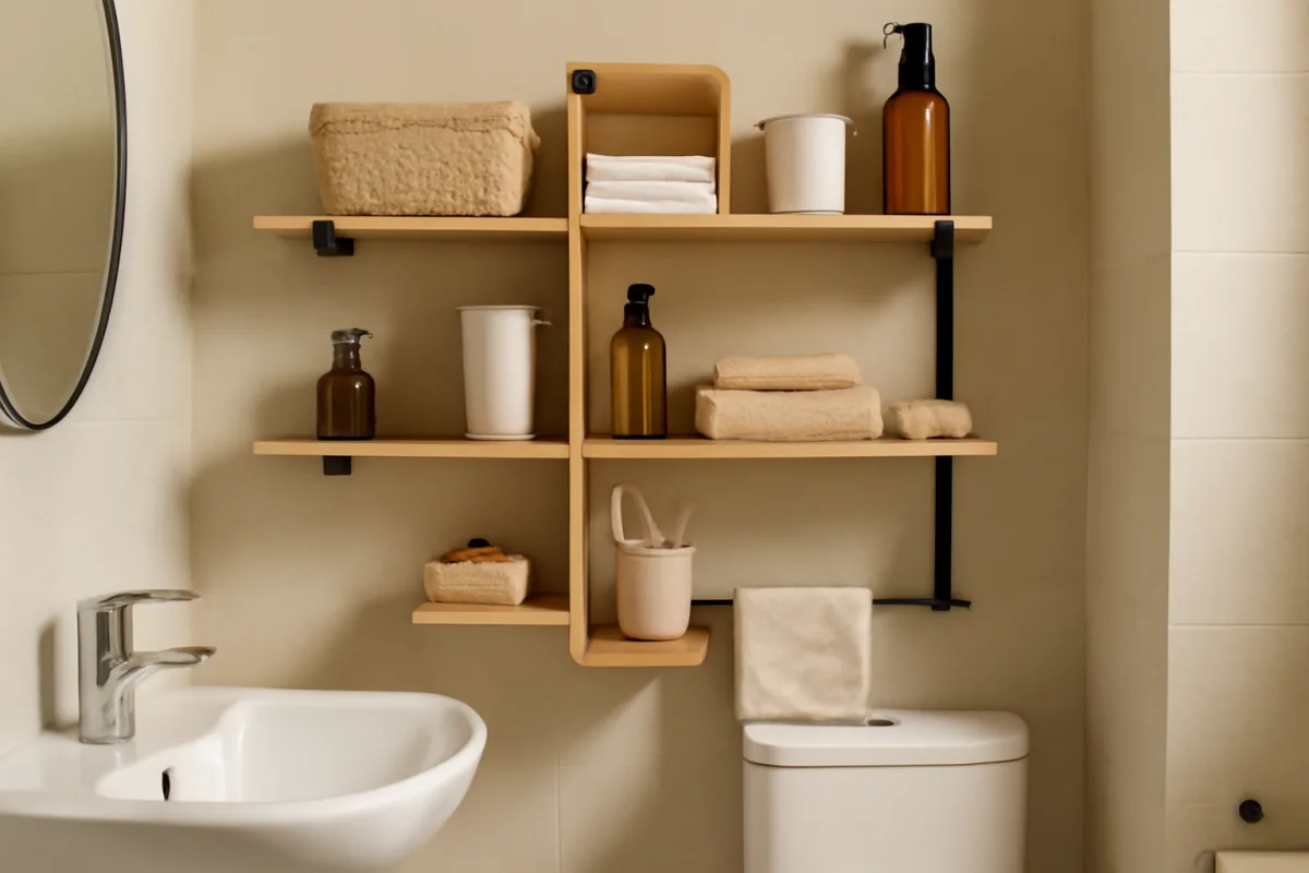 Mensole modulari per bagno piccolo: aumenta la capacità di contenimento senza complicare l’arredo